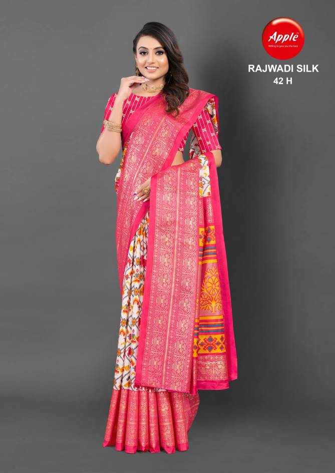 Rajwadi Silk 42 By Apple Dola Silk Printed Sarees Wholesale Market In Surat
